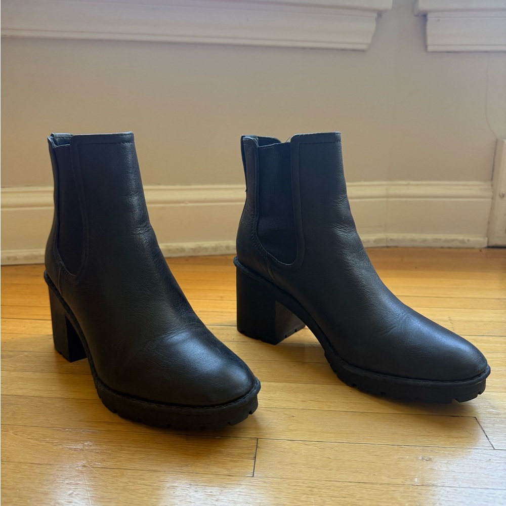 Vince Black Leather Heeled Boots